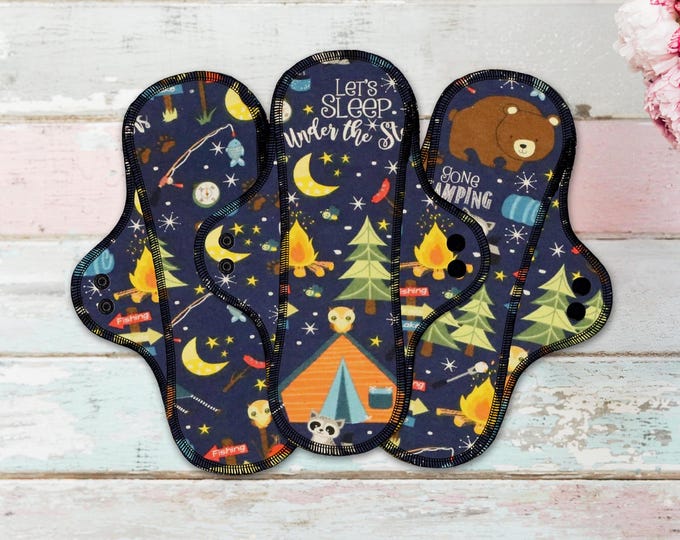 Reusable Cloth Pad - Maxi Pad For Heavy Flow - Cotton Flannel - 12" To 18" - Gone Camping