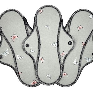 Organic Cotton Flannel Cloth Pad, Reusable Period Pads for Medium to Heavy Flow, Reusable Pad, Feminine Napkin - Butterflies | Midi Pad