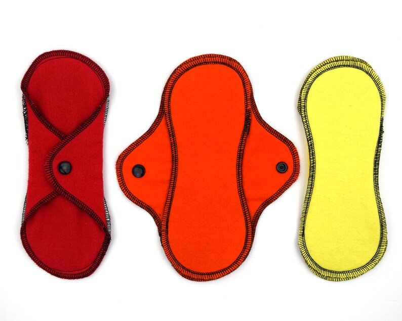 12 and 14| RegularWings Reusable Cloth Pads Variety Set 4 Cotton Flannel Menstrual Pads for Regular to Heavy Flow in 8 10