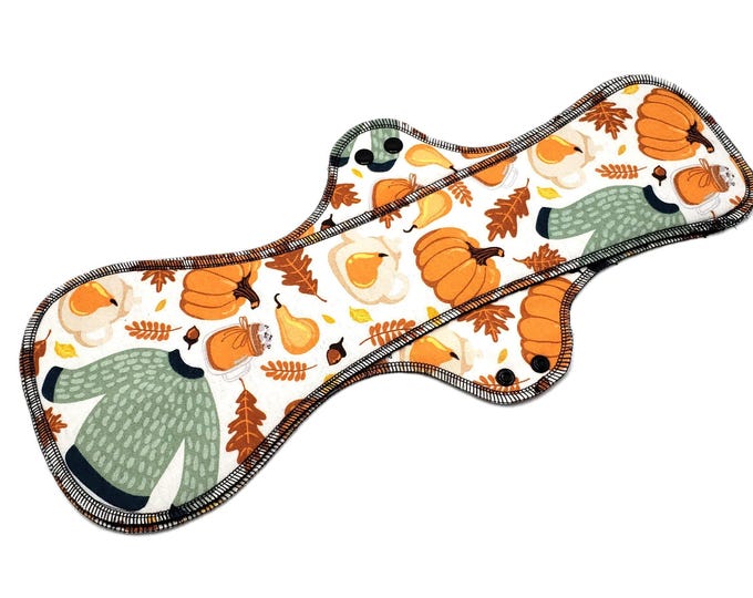 Reusable Cloth Pad - Maxi Pad For Heavy Flow - Cotton Flannel - 18" - Fall Items