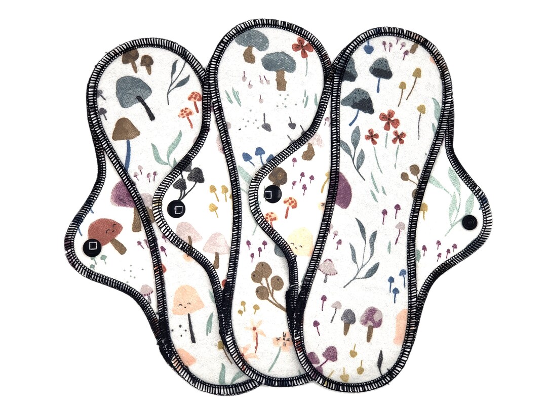 Organic Cotton Flannel Cloth Pad, Reusable Period Pads for Medium to