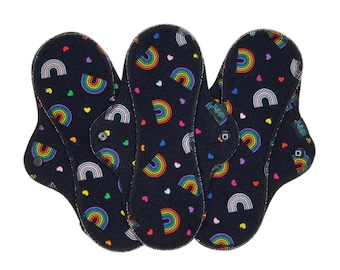 Reusable Cloth Pad - Midi Pad For Regular Flow - Cotton Flannel - 8″ to 14″ - Little Rainbows