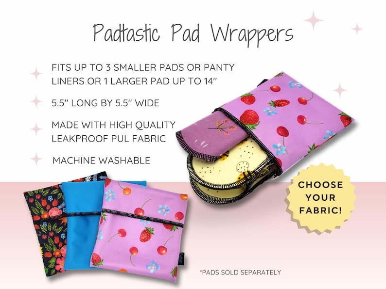 Reusable Pad Wrapper Cloth Pad Wrappers, Small Wet Bag for Reusable Cloth Pads up to 14 ...