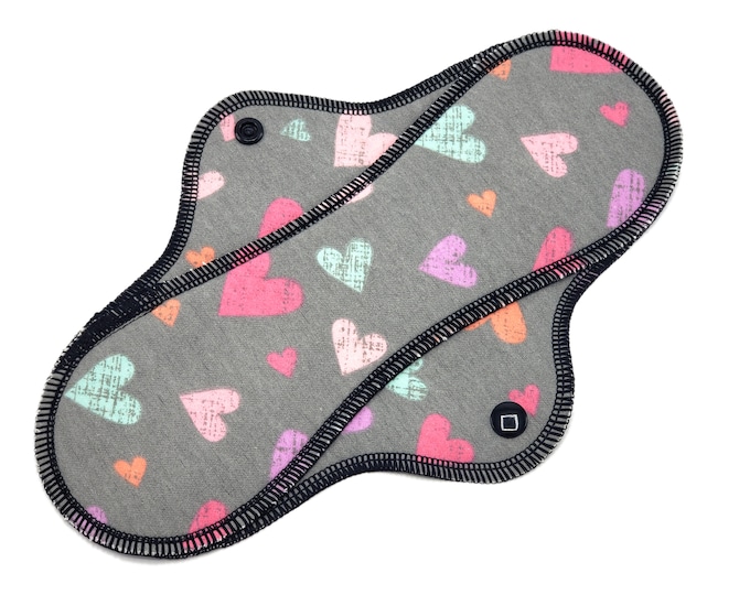 Hypo Allergenic Cotton Flannel Pad for Sensitive Skin No Rash Pad Menstrual Soft Flannel Period Pad Regular Gift for Best Friend Cute Hearts