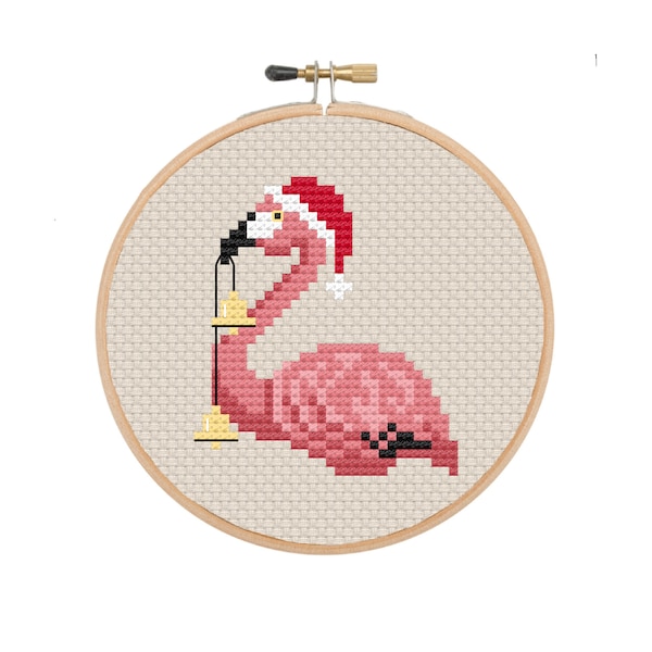 Holiday Flamingo | Christmas | Yule | Cross Stitch Pattern | Digital Download PDF