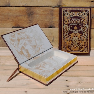 Boekkluis - Tales of Norse Mythology - leergebonden holle boekenkluis