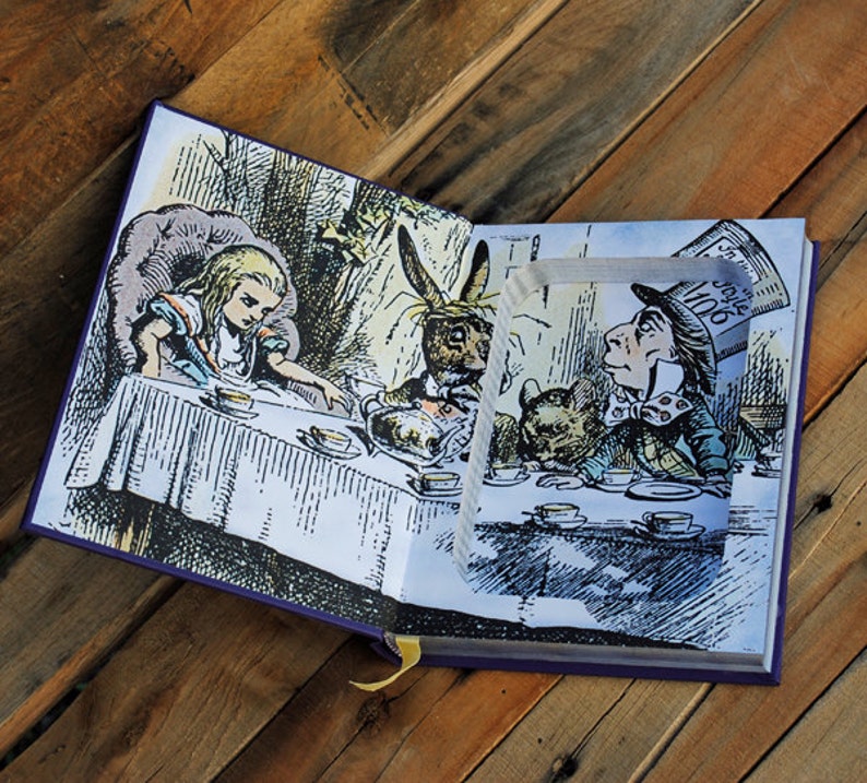 Book Safe Alice's Adventures in Wonderland Purple Leather Bound Hollow Book Safe image 4