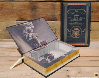 Book Safe - Constitution of the United States of America - Leather Bound Hollow Book Safe