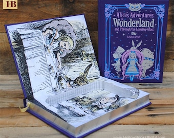 Book Safe - Alice's Adventures in Wonderland - Purple Leather Bound Hollow Book Safe