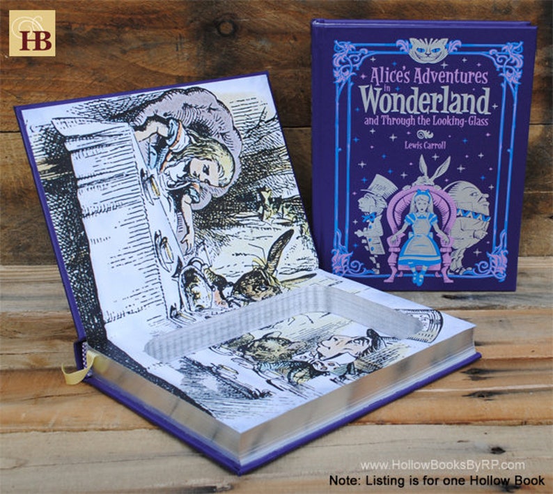 Book Safe Alice's Adventures in Wonderland Purple Leather Bound Hollow Book Safe image 1