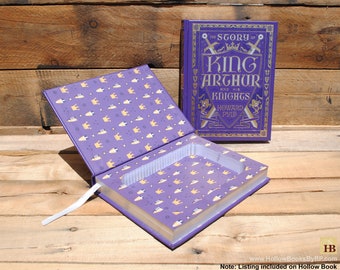 Book Safe - King Arthur and His Knights - Purple Leather Bound Hollow Book Safe