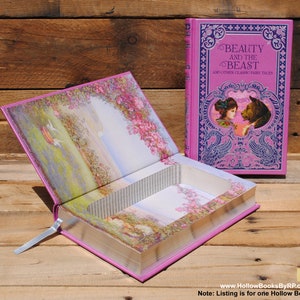 Book Safe - Beauty and the Beast - Pink Leather Bound Hollow Book Safe