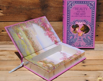 Book Safe - Beauty and the Beast - Pink Leather Bound Hollow Book Safe