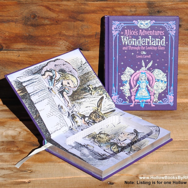 Book Safe - Alice's Adventures in Wonderland - Purple Leather Bound Hollow Book Safe
