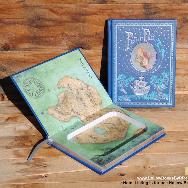 Book Safe - Peter Pan - Blue Leather Bound Hollow Book Safe