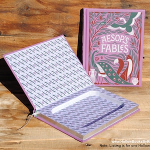 Hollow Book Safe - Aesop&#39;s Fables - Leather Bound Hollow Book Safe (FS30FC)