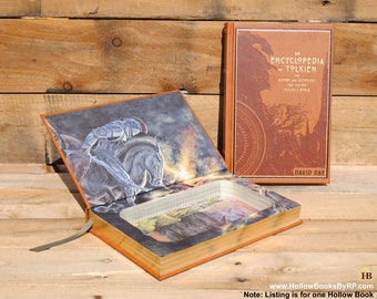 Caja fuerte hueca para libros - Una enciclopedia de Tolkien - Encuadernación en piel marrón