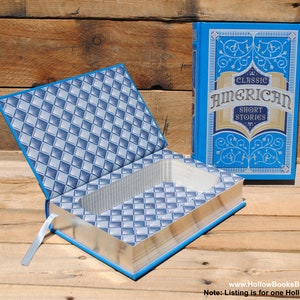 Boekkluisje - klassieke Amerikaanse korte verhalen - blauw leer gebonden hol boek