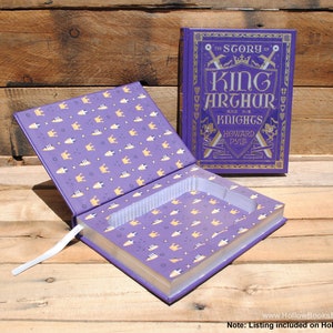Hollow Book Safe - King Arthur and His Knights - Purple Leather Bound (FS30S)