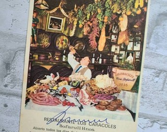 Restaurante Los Caracoles postcard Casa Bofarull. Signed! Barcelona. Spain. Restaurant postcard. Restaurant ephemera. Famous restaurants