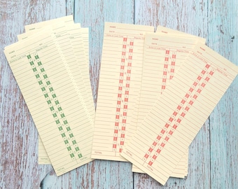 Time cards. 1980s clock punch cards. Set of 20. Party invites? New job? Time cards. Vintage office. Retirement party. Work ephemera