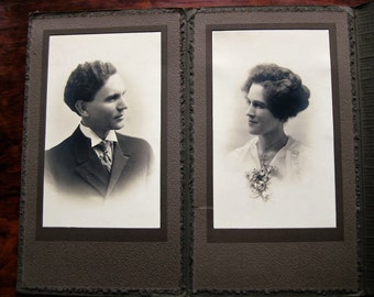 Large vintage photograph portfolio. Lusk Studio of Saskatoon. Old photos. Collage images. Mixed media
