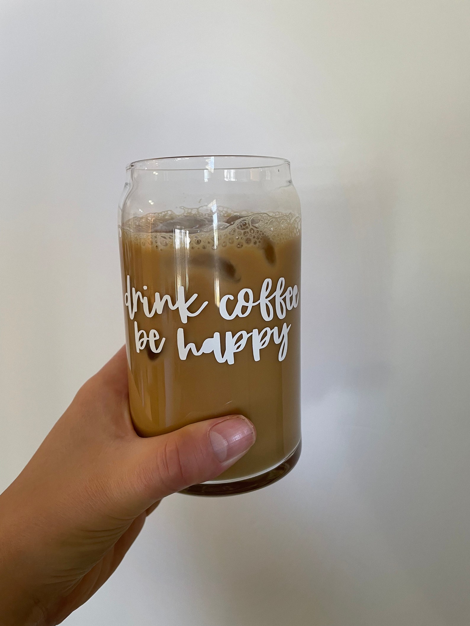 Iced Coffee Beer Can Glass Iced Coffee Glass Drink Coffee Etsy