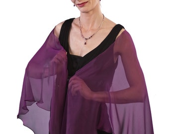 Royal Purple Silk Chiffon Shawl Wrap