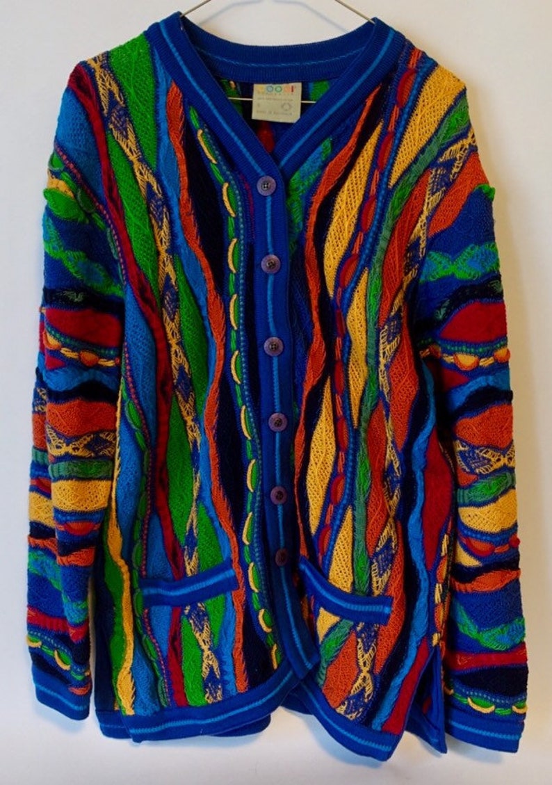 Coogi Cardigan Australia 90s Small Button Down Sweater Rainbow | Etsy