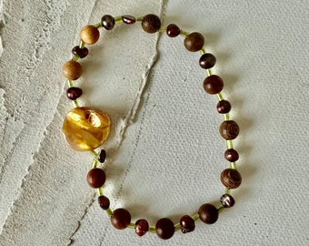 Colorful Shell & Wood Mala