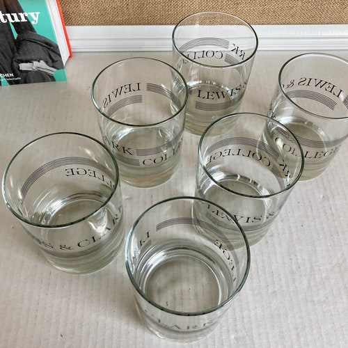 Lewis & Clark College Cocktail Glasses set shops of six/Lewis and Clark College memorabilia/Lewis and Clark College gift