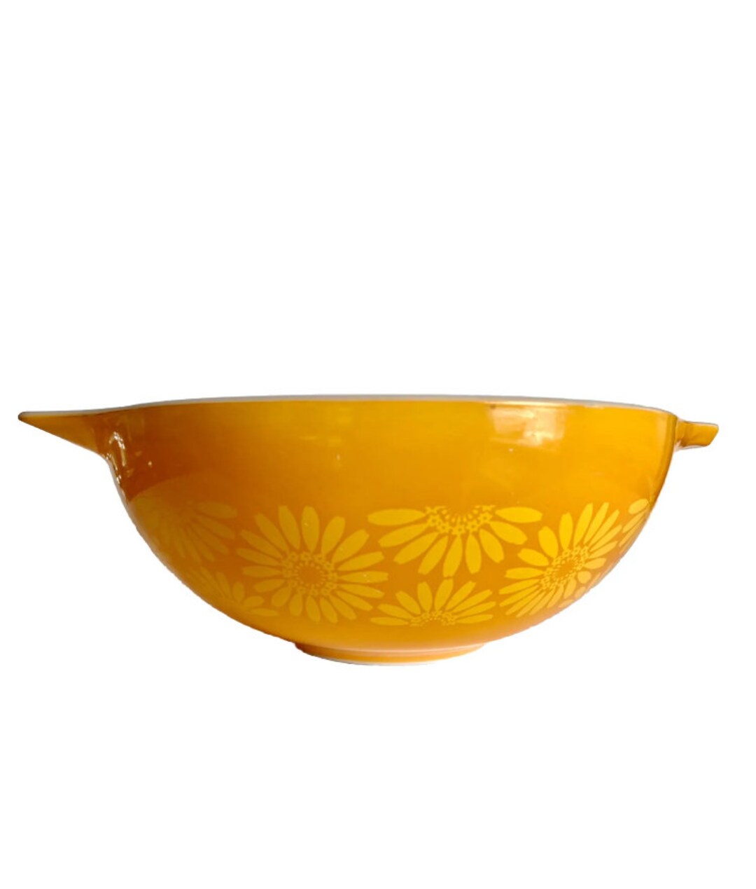 Vintage Pyrex Sunflower Daisy Cinderella Orange Yellow Mixing Bowl 4
