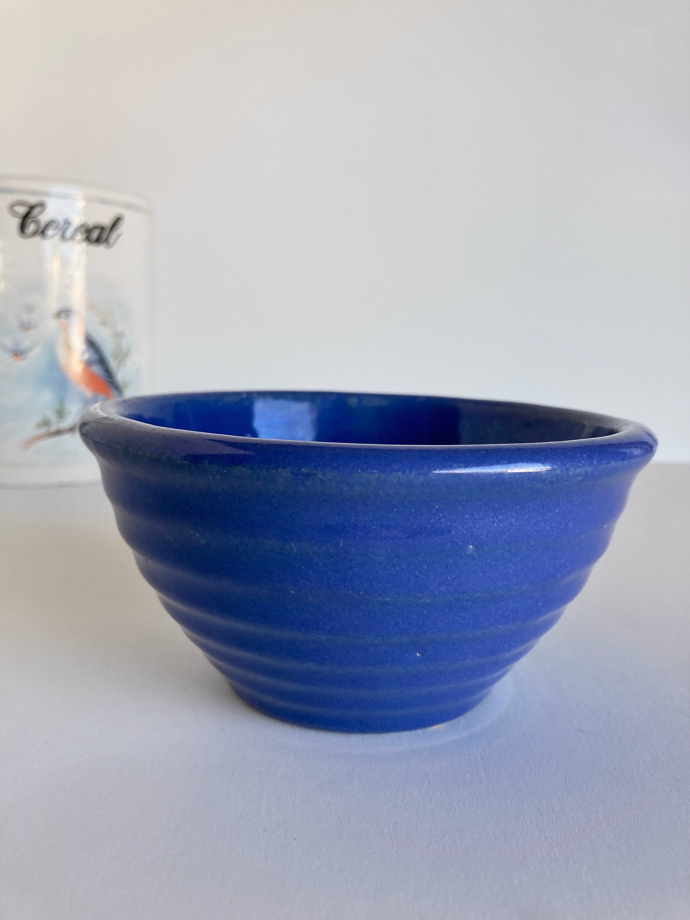 Vintage Small Blue Ringware Pottery Mixing Bowl Bauer? 5