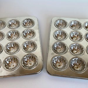 Vintage Candy Chocolate Molds: Rosettes Metal Set of Two (24 Wells) / Vintage Confectionery Molds / Candy Making