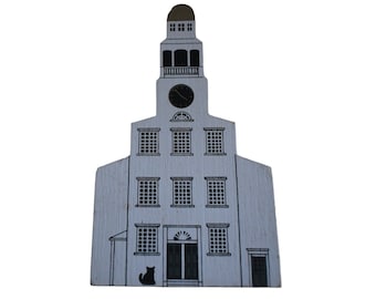 Vintage Cats Meow 80s RARE Nantucket Series Unitarian Church 1987 Wood Church Village Shelf Sitter Display
