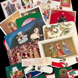 Lote de papel vintage para artesanato, itens efêmeros para feriados, Natal, papelaria, envelopes, etiquetas, frentes de cartões, cartões postais, adesivos, 100 unidades, 4 pacotes completos