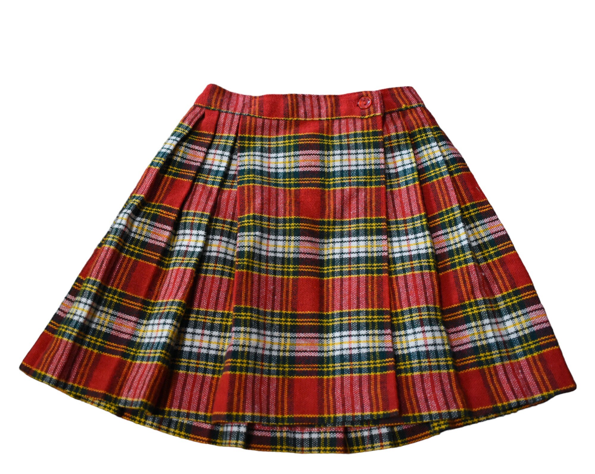 Vintage 70s Skirt Childs Youth Red Plaid Pleated Kilt Wrap Etsy UK