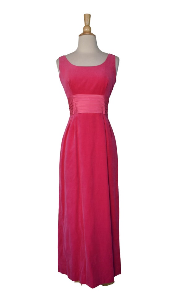 Vintage 60s Dress  Barbiecore Hot Rose Pink Velve… - image 2