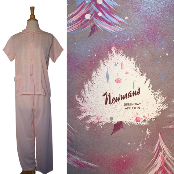 Vintage 50s Pajamas Deadstock Binstron Melon Pink… - image 1