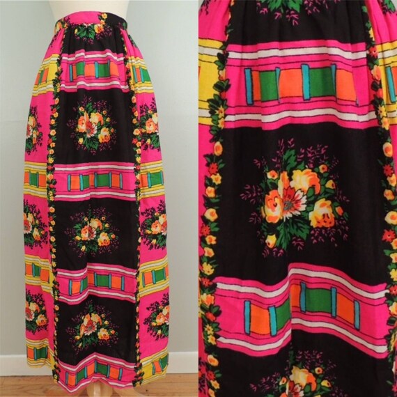 Vintage 60s Skirt / Bohemian Hippie Woodstock Psyc