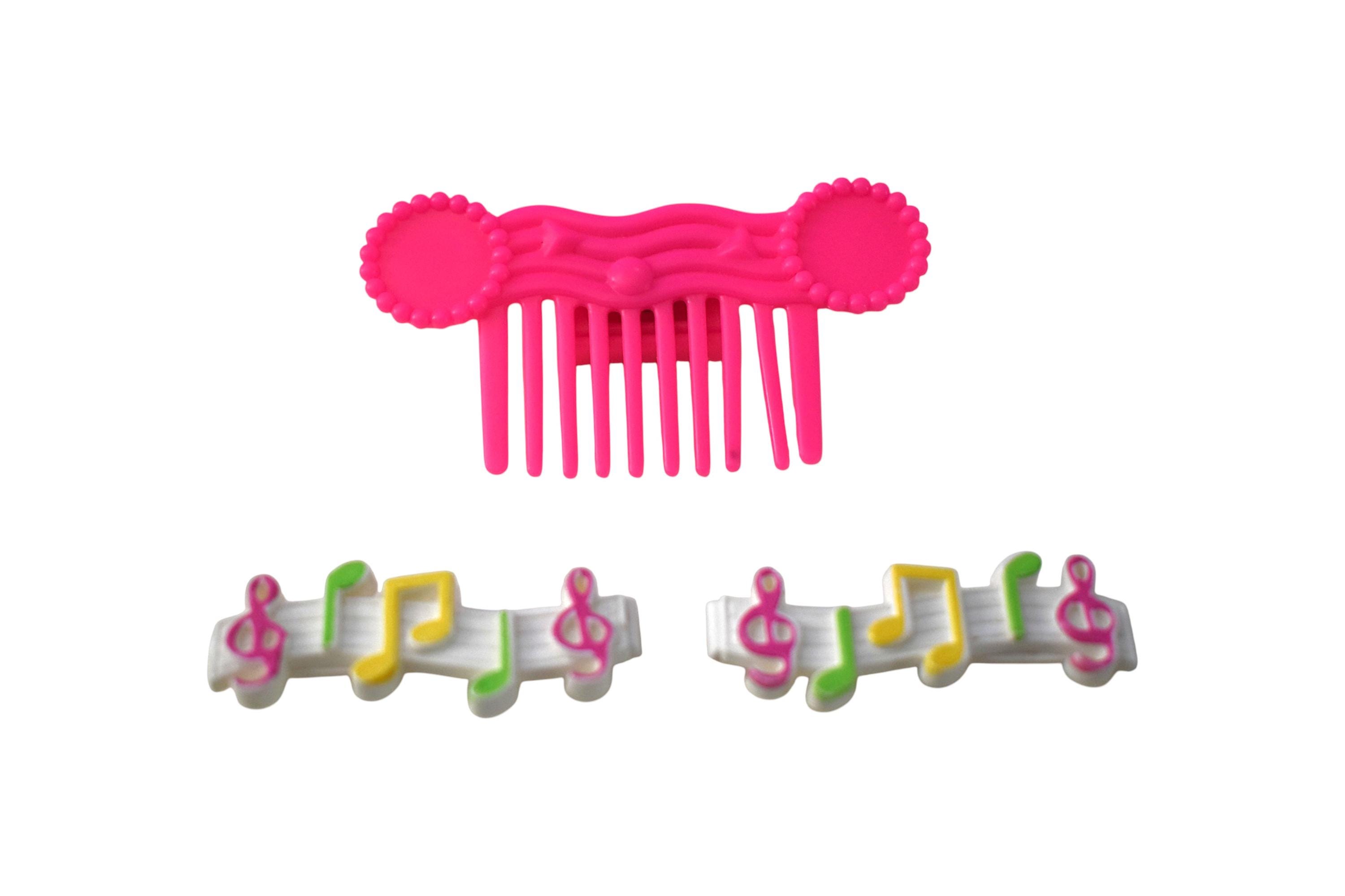 Vintage 80s Barrettes Novelty Plastic Musical Theme Notes Petite Hair Clips 3pcs