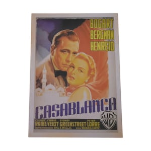 Vintage carte postale de Casablanca, écran de Warner Brothers, affiche de film, réplique Bogart Bergman, papier de fantaisie éphémères
