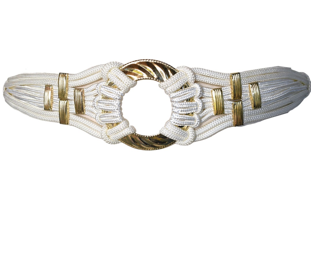 Vintage 80s Belt Cream White Knotted 10 Rope Braided Strands Large ...