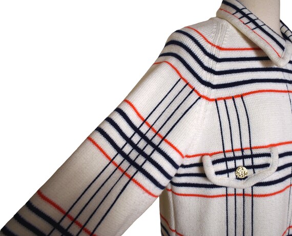 Vintage 60s Cardigan  MOD Academia White Cream Bl… - image 5