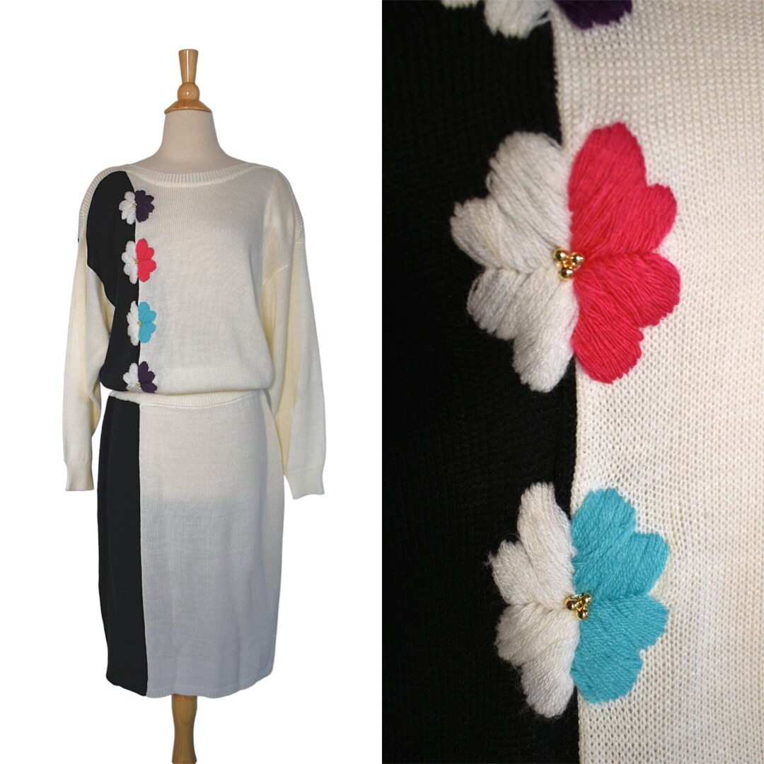 Vintage 80's pink embroidered sweater S Maurada main image 0