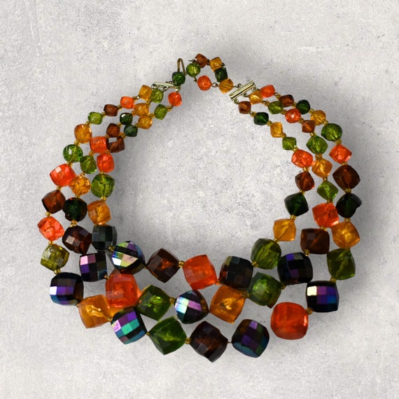 Vintage 50s Necklace Western Germany Faceted Lucit