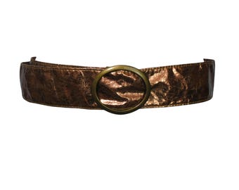 1970s Vintage Mesh Brass Belt, Gold Tone Buckle, L / XL for  display picture 1