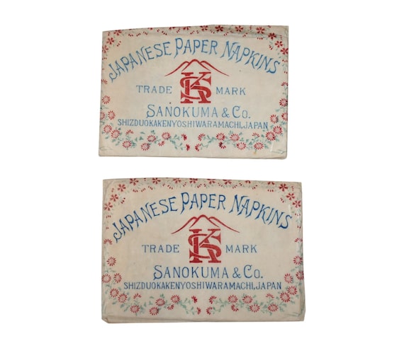 Vintage Japanese Napkins RARE Deadstock 40s Sanokuma & Co Vintage Japanese Napkins RARE Deadstock 40s Sanokuma & Co