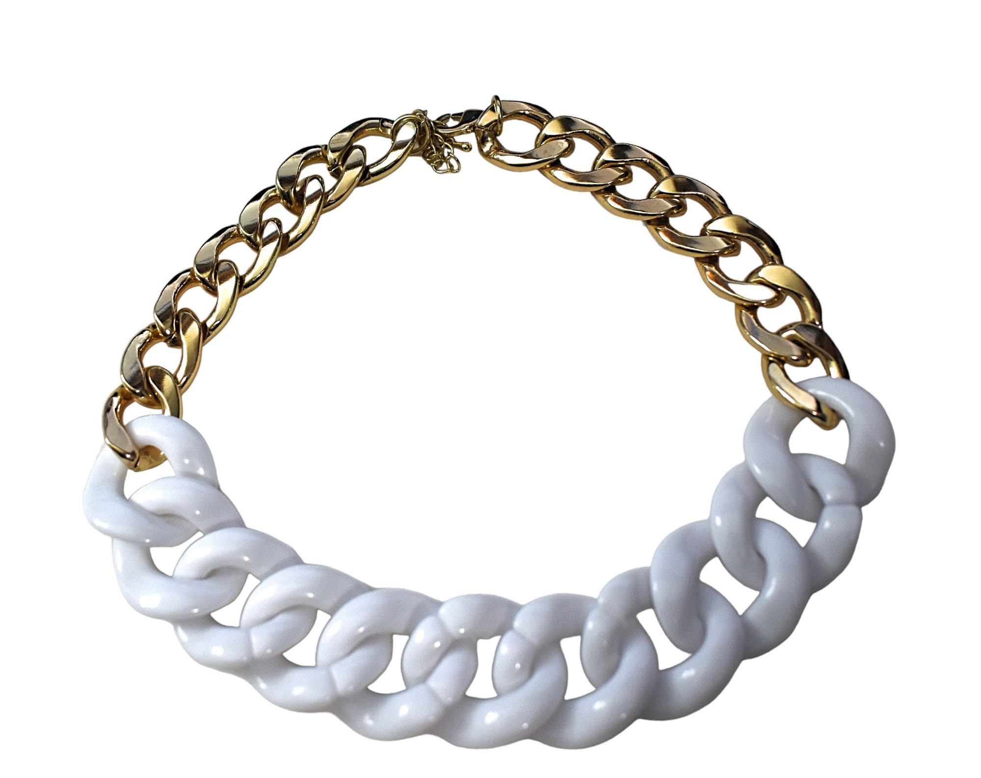 Vintage 90s Necklace Y2K Modernist Faux White Lucite Plastic