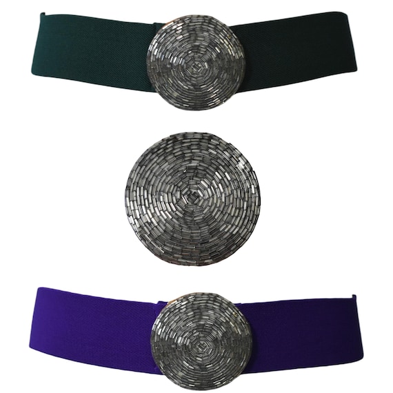 Vintage 80s Geometric Rhinestone Large Belt Buckle Triangles Statement 80s statement belt - Gem main image 3